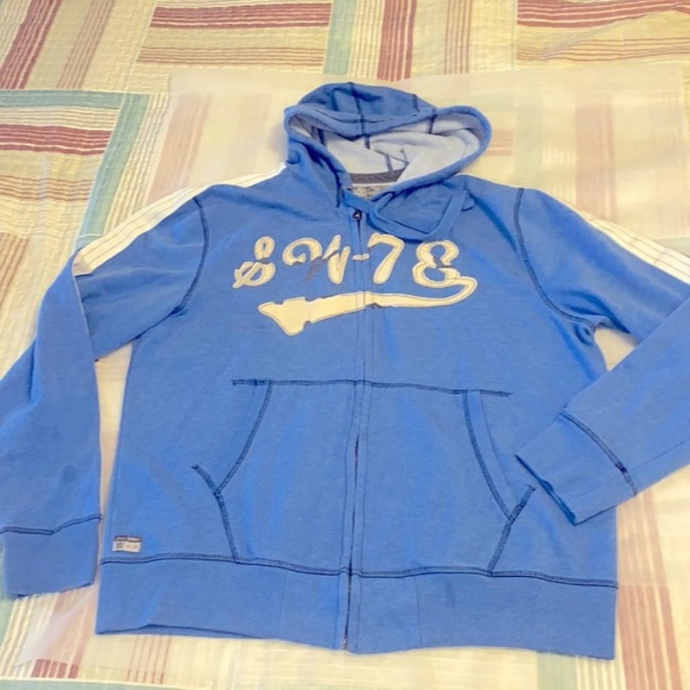 PLUS SIZE VINTAGE HOODIE SKY BLUE, FLEECE SOFT LINING INSIDE